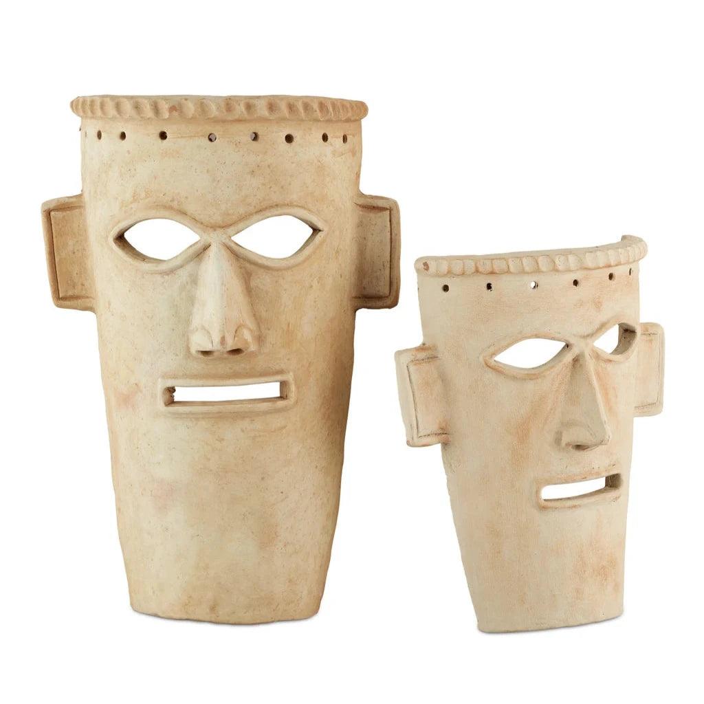 Etu Washed Mask Set of 2 - LOOMLAN - Currey & Co - Statues & Sculptures