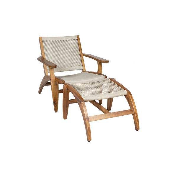 Norway Lounge Chair and Foot Stool Set of Two - Natural Outdoor Lounge Chairs