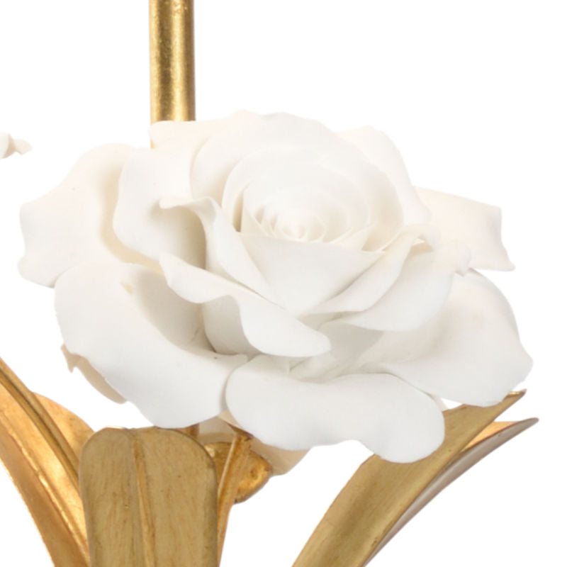 Rose Flowers Design With Tapered Drum Shade Table Lamp