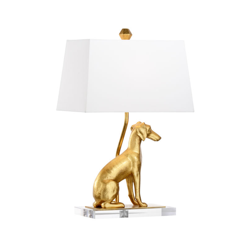 Flossie Left And Right Gold Dog Sculpture Table Lamp