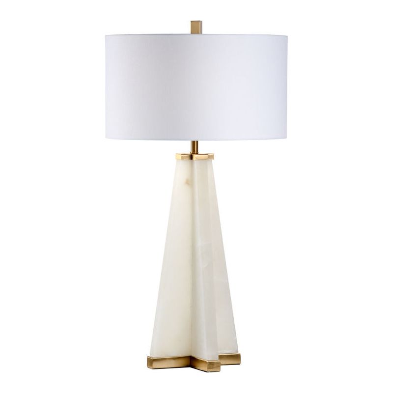 Alabaster Natural White Pyramid Design Table Lamp