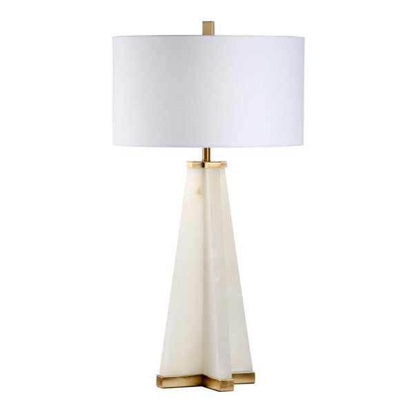 Alabaster Natural White Pyramid Design Table Lamp