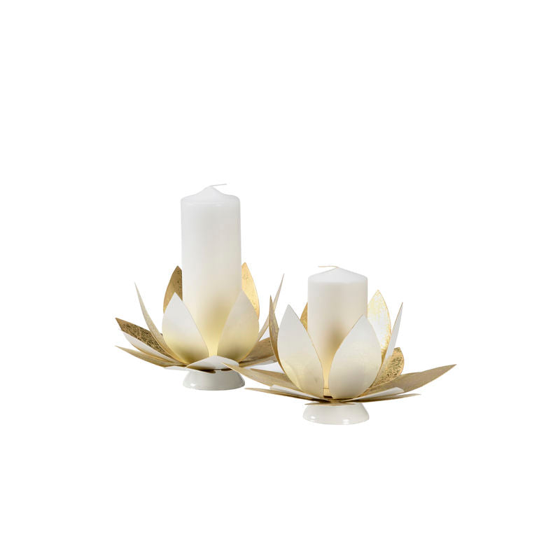 Lotus Steel Made Candleholders (Set Of 2)