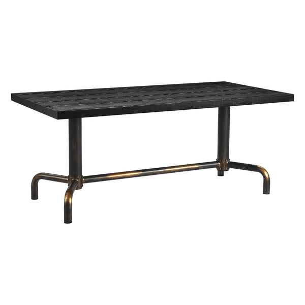 Neum Wood and Steel Black Rectangular Dining Table
