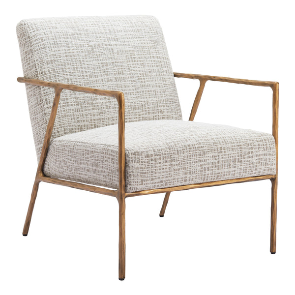 Norrebro Wood and Steel Beige Accent Chair With Arm