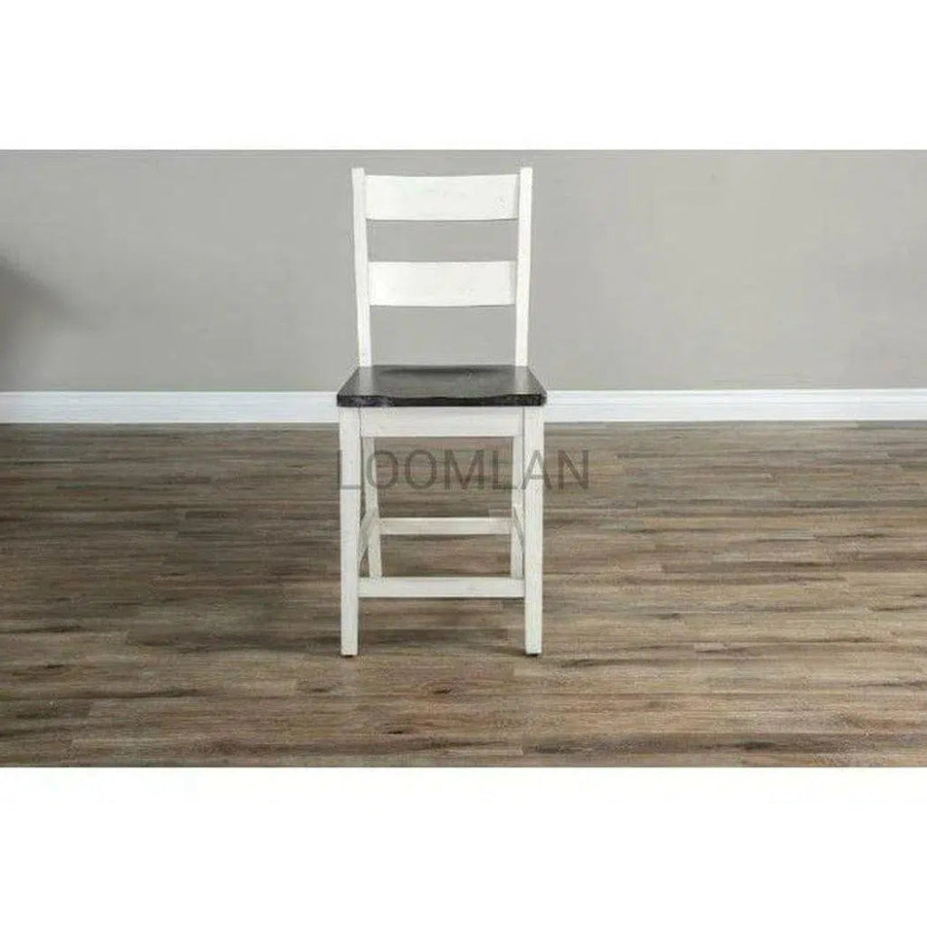 Farmhouse Ladderback Barstool Wood Seat - LOOMLAN - Sunny D - Bar Stools