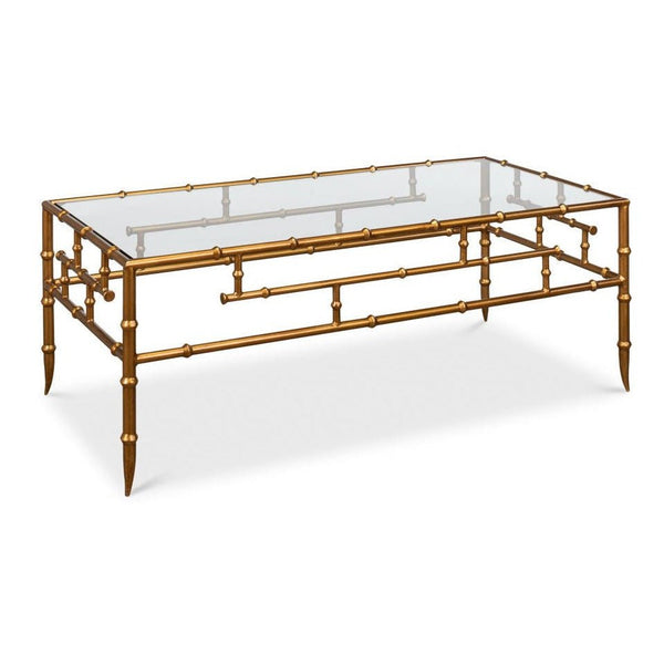 Faux Bamboo Design Metal Frame Coffee Table - LOOMLAN - Sarreid - Coffee Tables