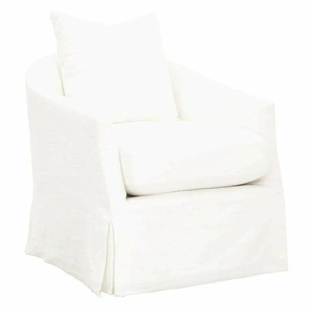 Faye Slipcover Swivel Club Chair Cream Crepe - LOOMLAN - Essentials For Living - Club Chairs