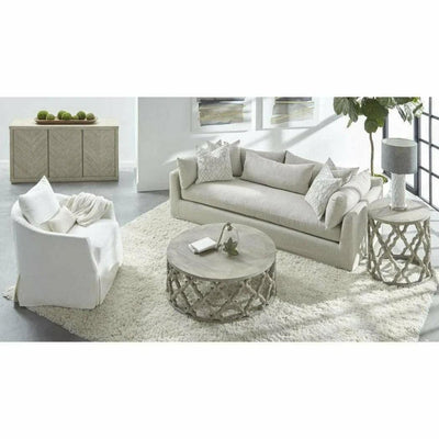 Faye Slipcover Swivel Club Chair Cream Crepe - LOOMLAN - Essentials For Living - Club Chairs