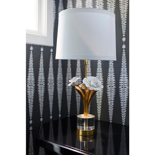 Rose Flowers Design With Tapered Drum Shade Table Lamp