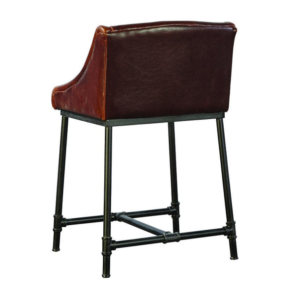 Iron Pipe Leather Upholstered Counter Stool