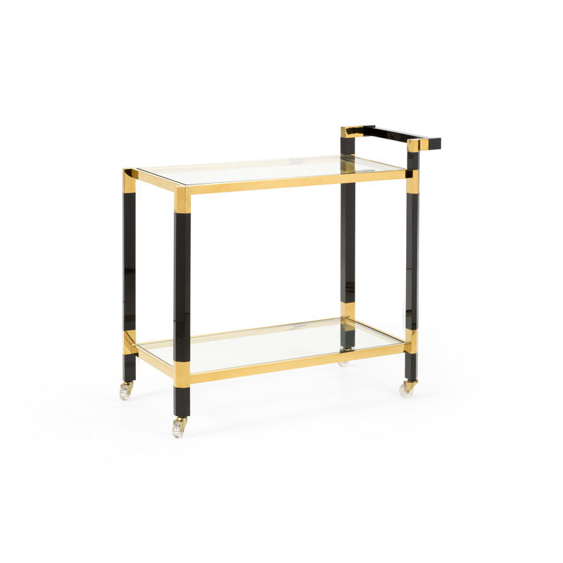 Boulevardier Steel Frame Bar Cart-Home Bar Carts-Wildwood-Black/Gold-LOOMLAN