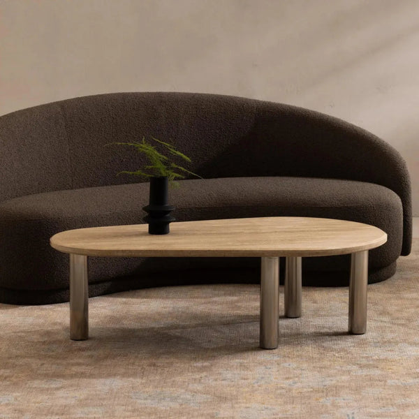 Fia Iron & Wood Beige Geometric Coffee Table - LOOMLAN - Moe's Home - Coffee Tables