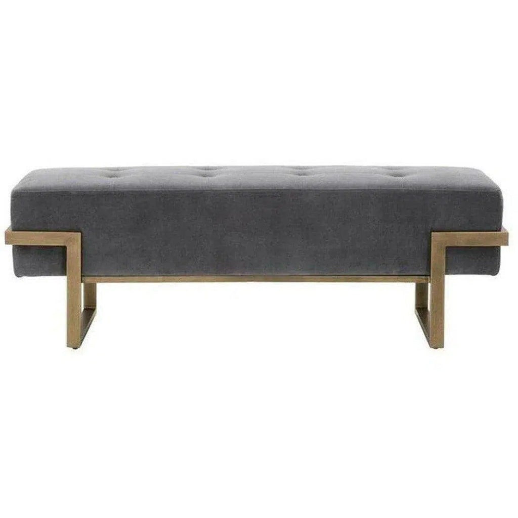 Fiona Bench Blush Gray Velvet Brass - LOOMLAN - Essentials For Living - Bedroom Benches