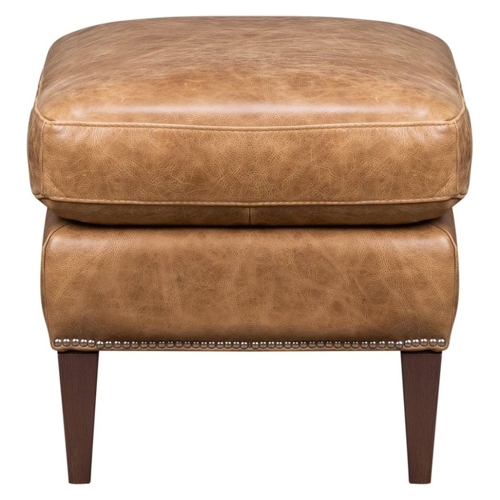 Florence Leather In Venerando Umber Ottoman - LOOMLAN - Olivia + Quinn - Ottomans