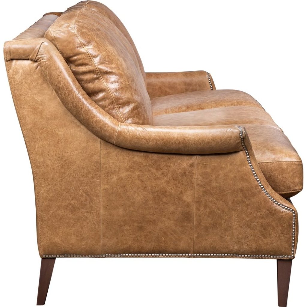 Florence Venerando Umber Leather Sofa - LOOMLAN - Olivia + Quinn - Sofas & Loveseats