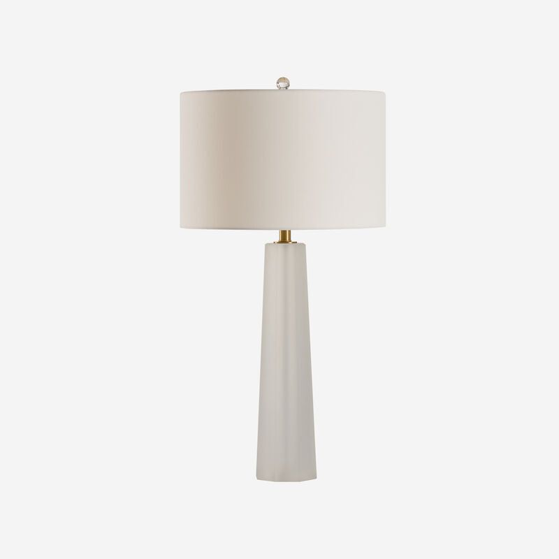 Frosted Crystal Crisp White Fabric Shade Table Lamp - LOOMLAN - Chelsea House - Table Lamps