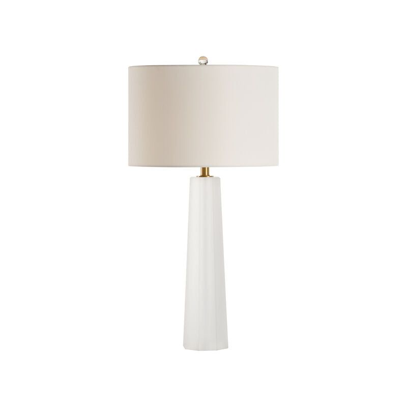 Frosted Crystal Crisp White Fabric Shade Table Lamp - LOOMLAN - Chelsea House - Table Lamps