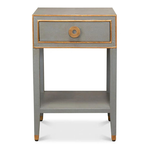 Gabriella Shagreen Nightstand Storm Grey - LOOMLAN - Sarreid - Nightstands