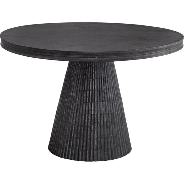 Gaines Solid Wood Black Round Dining Table - LOOMLAN - Bassett Mirror - Dining Tables