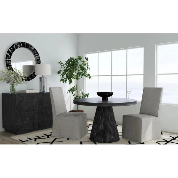 Gaines Solid Wood Black Round Dining Table - LOOMLAN - Bassett Mirror - Dining Tables