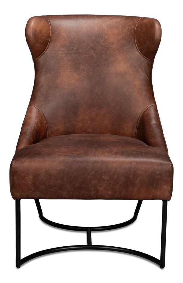 Gayle Distilled Leather Armless Chair - LOOMLAN - Sarreid - Club Chairs