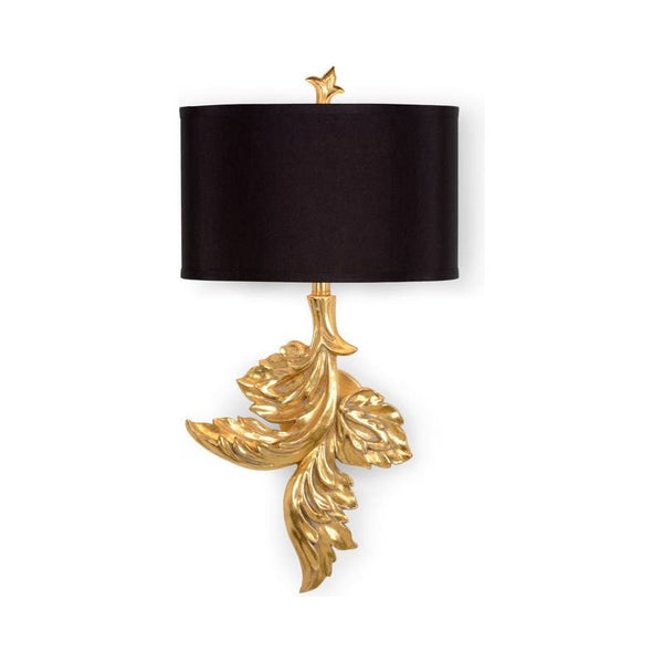 Gaylord Gold Leaf Finished Leaf Design Wall Sconce - LOOMLAN - Wildwood - Wall Sconces