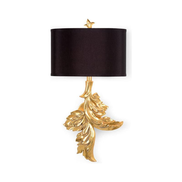 Gaylord Gold Leaf Finished Leaf Design Wall Sconce - LOOMLAN - Wildwood - Wall Sconces