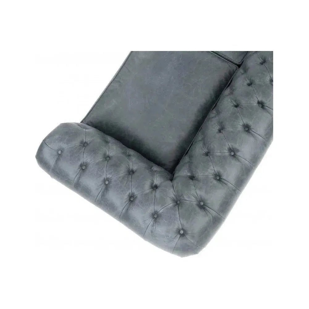 George Slate Grey Chesterfield Leather Sofa - LOOMLAN - Uptown Sebastian - Sofas & Loveseats