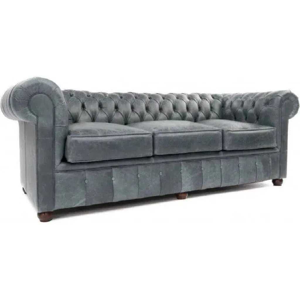 George Slate Grey Chesterfield Leather Sofa - LOOMLAN - Uptown Sebastian - Sofas & Loveseats