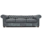 George Slate Grey Chesterfield Leather Sofa - LOOMLAN - Uptown Sebastian - Sofas & Loveseats