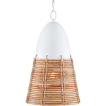 Gesso White Natural Rattan Arundo Pendant - LOOMLAN - Currey & Co - Pendants