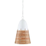 Gesso White Natural Rattan Arundo Pendant - LOOMLAN - Currey & Co - Pendants