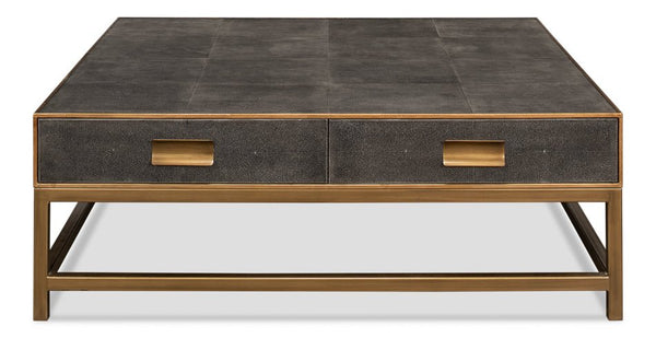 Gideon Shagreen Leathe Square Coffee Table - LOOMLAN - Sarreid - Coffee Tables