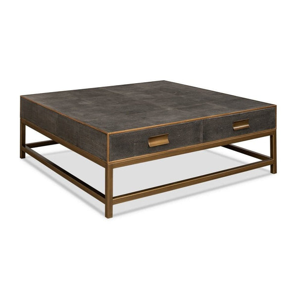 Gideon Shagreen Leathe Square Coffee Table - LOOMLAN - Sarreid - Coffee Tables