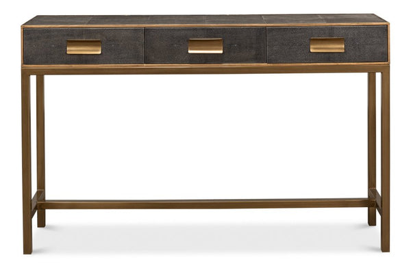 Gideon Shagreen Leather Rectangular Console Table - LOOMLAN - Sarreid - Console Tables