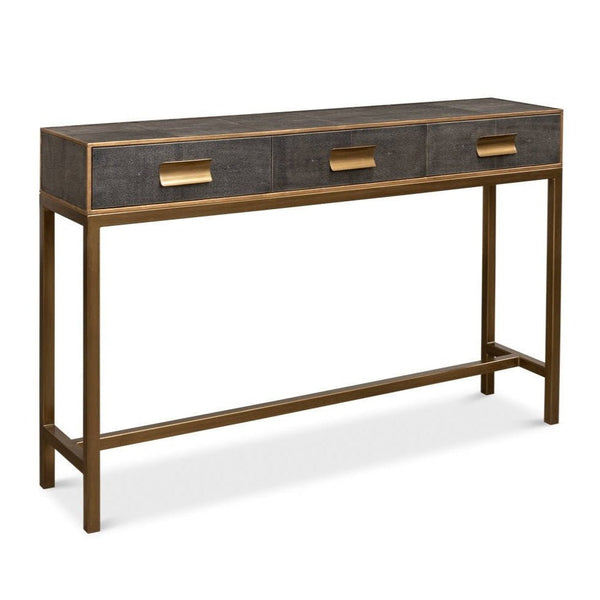 Gideon Shagreen Leather Rectangular Console Table - LOOMLAN - Sarreid - Console Tables