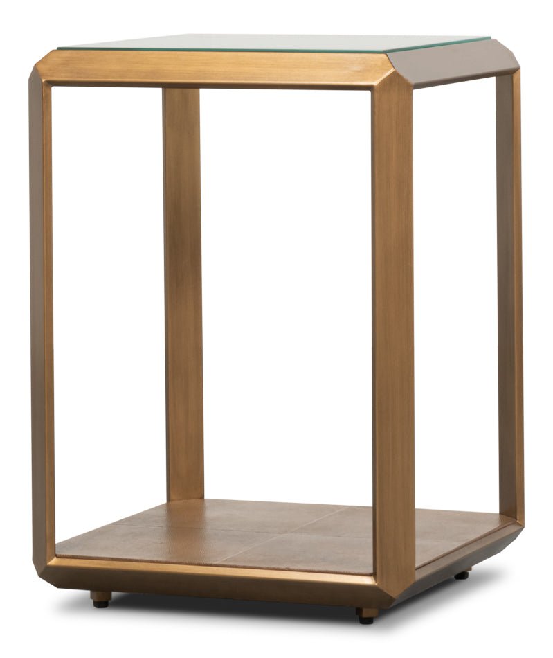 Gilbert Iron Framed Square Side Table - LOOMLAN - Sarreid - Side Tables