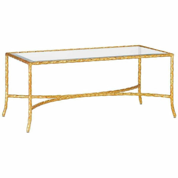 Gilt Bronze Gilt Twist Cocktail Table - LOOMLAN - Currey & Co - Coffee Tables