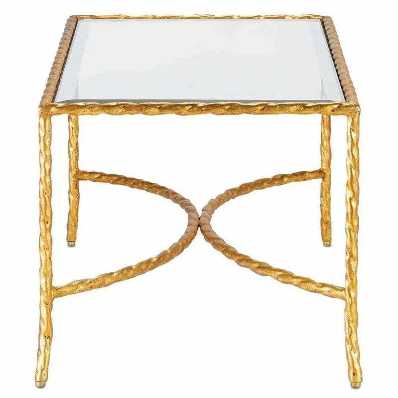 Gilt Bronze Gilt Twist Cocktail Table - LOOMLAN - Currey & Co - Coffee Tables