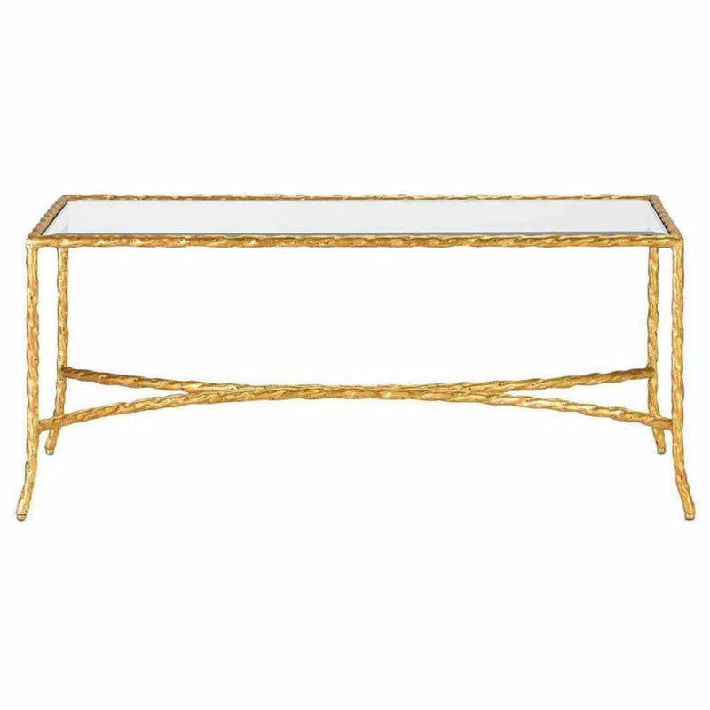 Gilt Bronze Gilt Twist Cocktail Table - LOOMLAN - Currey & Co - Coffee Tables