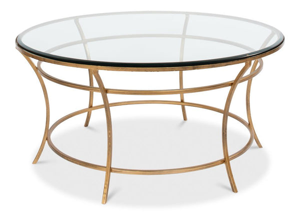 Glass Top Round Coffee Table - LOOMLAN - Sarreid - Coffee Tables