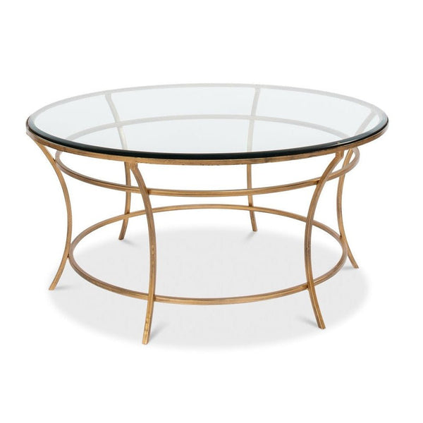 Glass Top Round Coffee Table - LOOMLAN - Sarreid - Coffee Tables