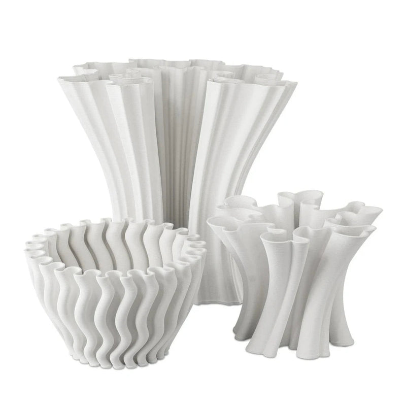 Godet Modern Design White Porcelain Vase - LOOMLAN - Currey & Co - Vases & Jars