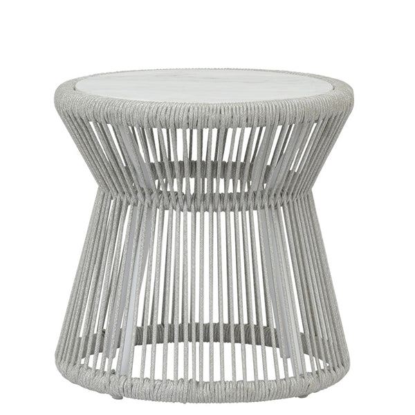 Miami Elegant Carrara Marble Top Outdoor End Table