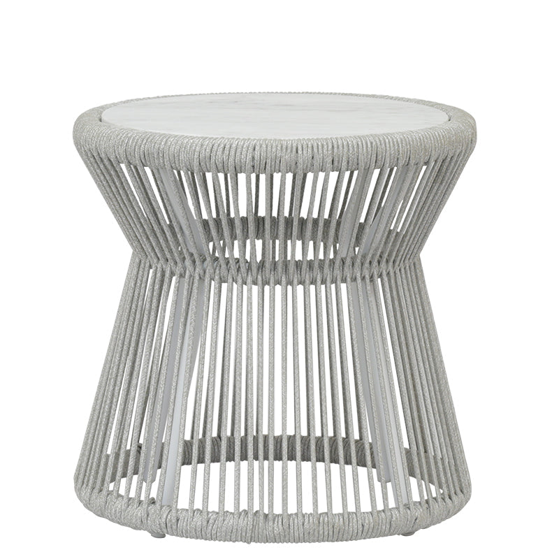 Miami Elegant Carrara Marble Top Outdoor End Table