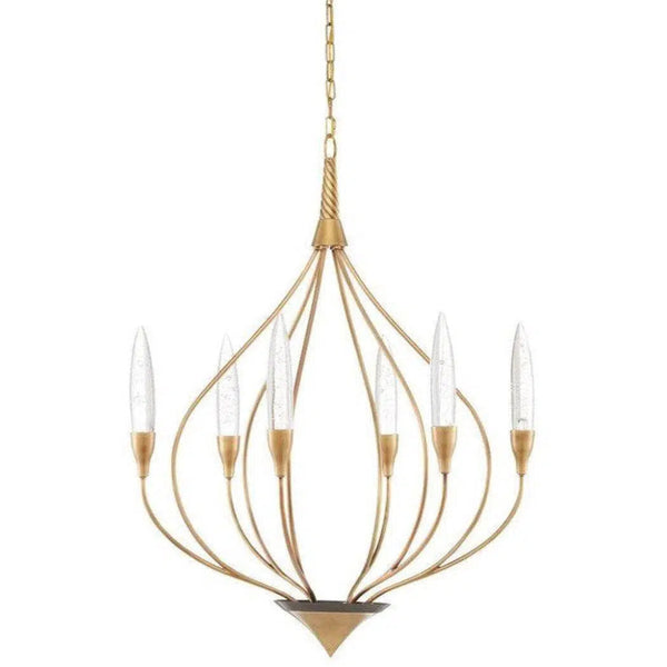 Gold Fixture Antique Brass Ischia Chandelier - LOOMLAN - Currey & Co - Chandeliers