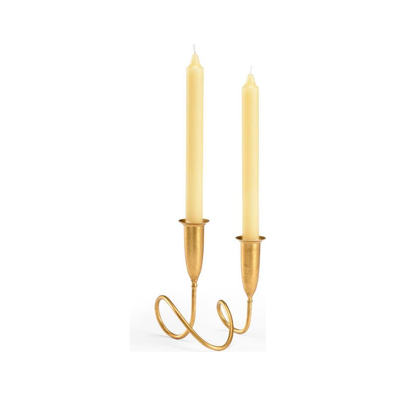 Gold Fortnum Modern Design Dual Candleholder - LOOMLAN - Chelsea House - Candle Holders