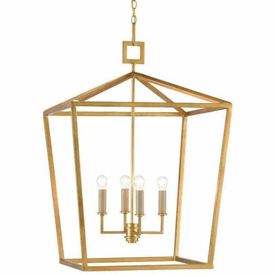 Gold Leaf Denison Gold Large Lantern - LOOMLAN - Currey & Co - Pendants