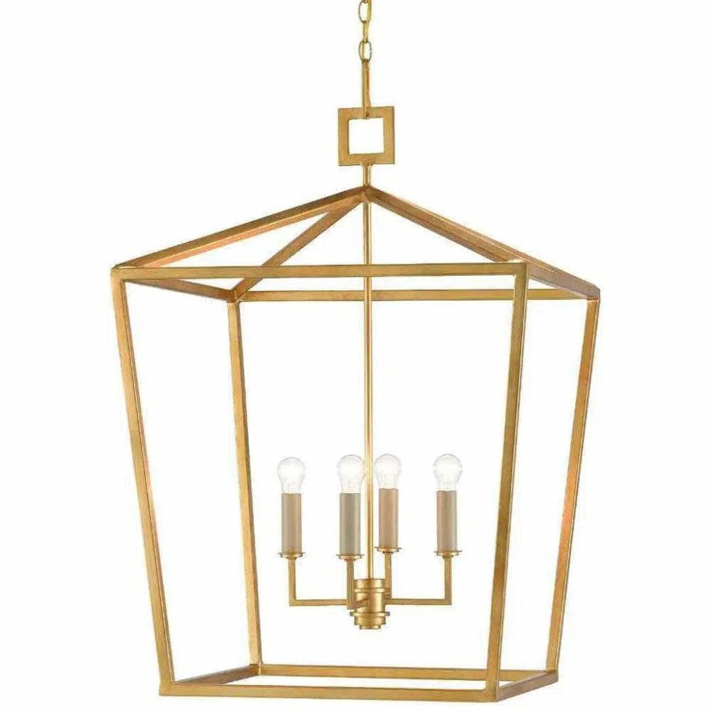 Gold Leaf Denison Gold Large Lantern - LOOMLAN - Currey & Co - Pendants